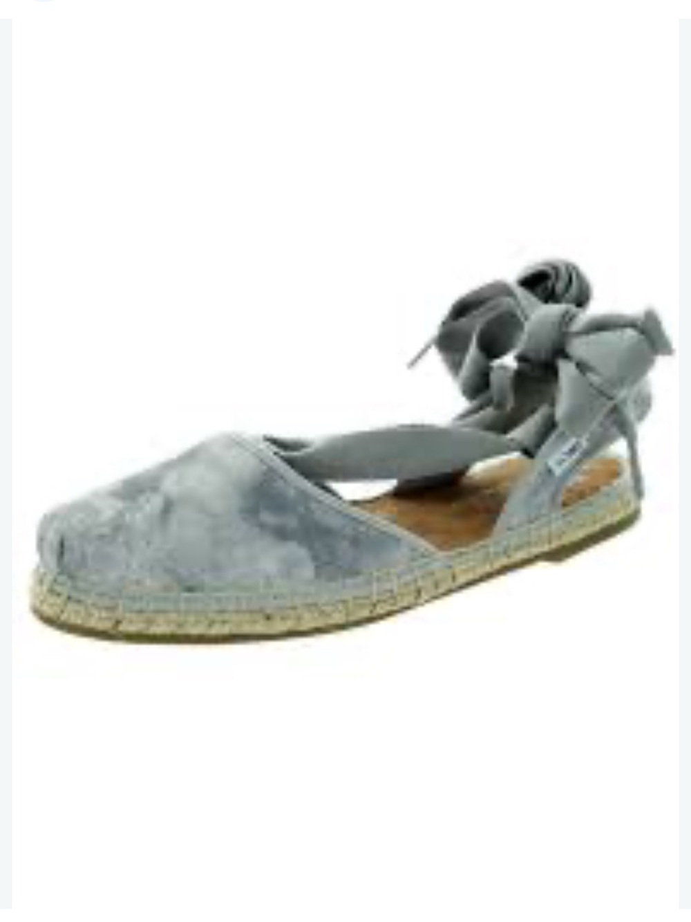 Toms Light Gray Suede Espadrille with Ankle Tie